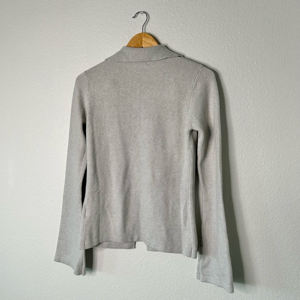 SET ACTIVE Jersey Knit Double V Cardigan & Tie Waist Wide Leg Pant in Fog Grey - Picture 13 of 13
